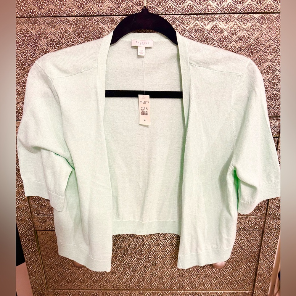 NWT TALBOTS Mint Green Cropped Sweater